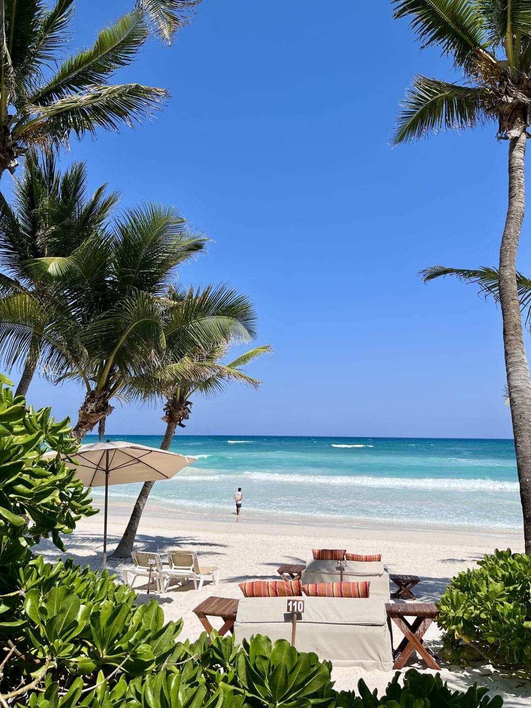 private beach bed at The Beach Tulum Hotel