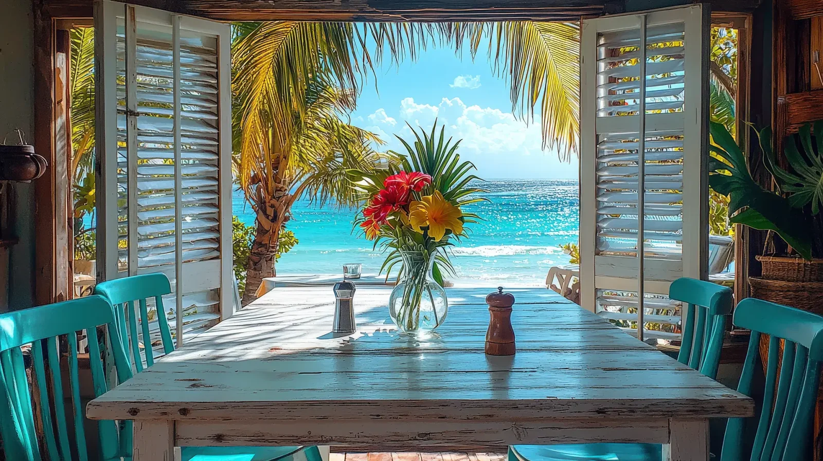 Romantic beachfront dining in Tulum with ocean view and tropical decor at The Beach Tulum Hotel